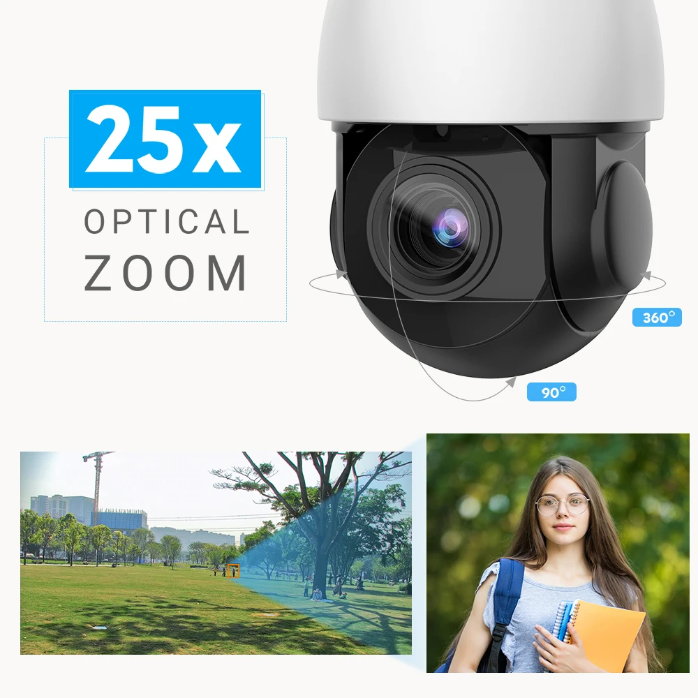 

Vikylin 8MP PTZ IP Camera 25X Zoom IR Night Human Vehicle Detection Auto Tracking IP66 Outdoor Surveillance Security POE Camera