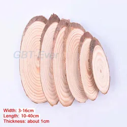 3-5Pcs Small Natural Oval Wood Slice Pine Tree Bark Log Discs DIY Craft Wedding Party Painting Decor Width 3-16cm Length 10-40cm
