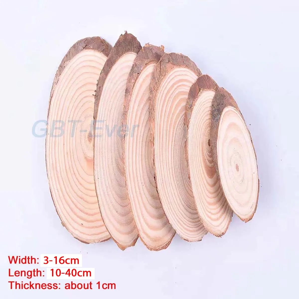 3-5Pcs Small Natural Oval Wood Slice Pine Tree Bark Log Discs DIY Craft Wedding Party Painting Decor Width 3-16cm Length 10-40cm