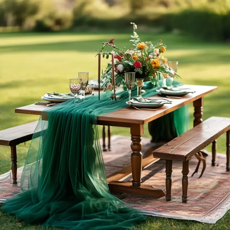 Taplak Meja Kain Kasa Transpar - Christmas Table Runner ulasan dan harga