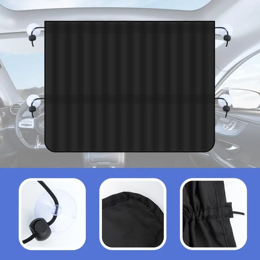 قطعتان من ظلال نافذة السيارة القابلة للتمدد لحماية حروق الشمس والتبريد الداخلي ستائر خصوصية زجاجية عالمية للسيارات #3