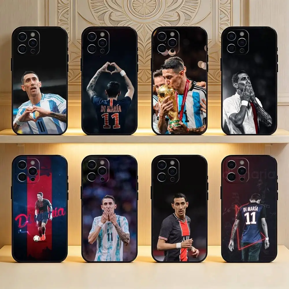 

A-Angel Di M-Maria Football Star Phone Case For iPhone17,16,15,14,13,12 Plus,Max Soft Silicone Black Cover
