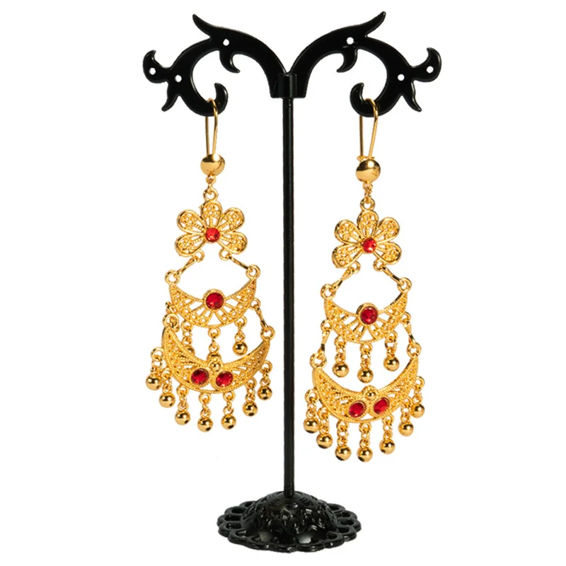 Luxury 100% Real 24K Gold Earrings Wedding Ethnic Sense Original Design Bohemian Dangle Earrings For Women