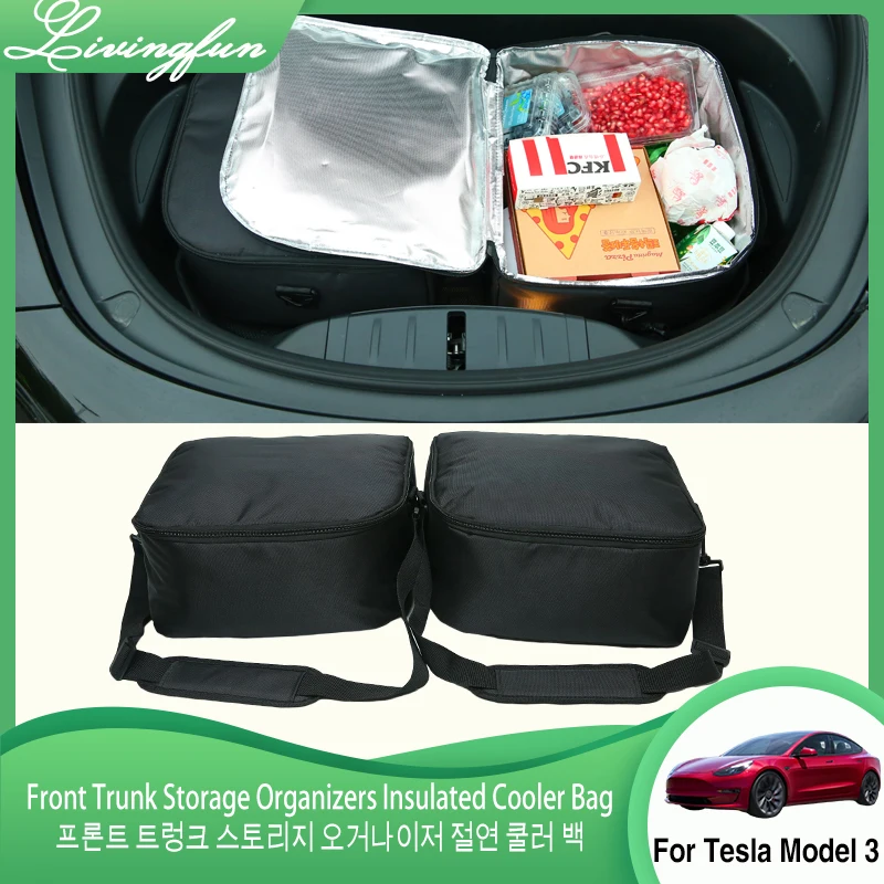 For Tesla Model 3  Model y Frunk Cooler Organizer Insulation Bag Front Trunk Storage Organizers 2022 Model 3 model Y Accessories