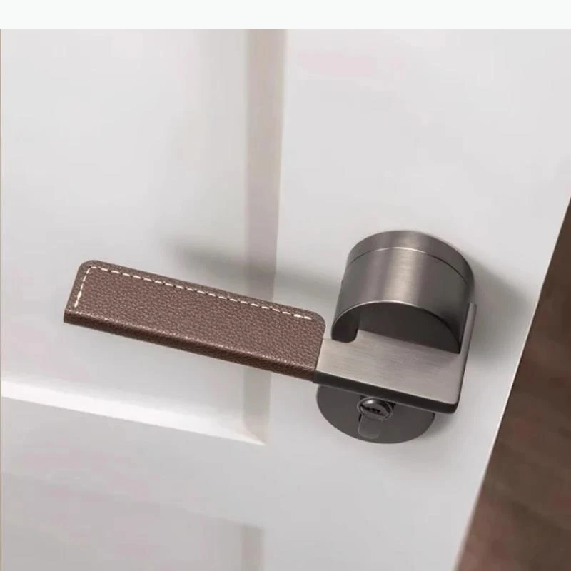 Leather Door Handle Silent Door Lock Living Room Safety Locks Indoor Locks Split Lock Keys Hardware Accessories