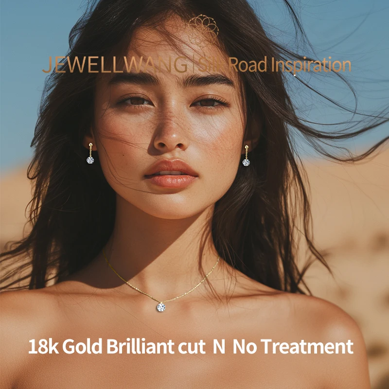 

Ожерелье с подвеской из плавающего бриллианта JEWELLWANG - стиль печати сверла Xinguang, модная регулируемая цепочка из желтого золота 18 карат