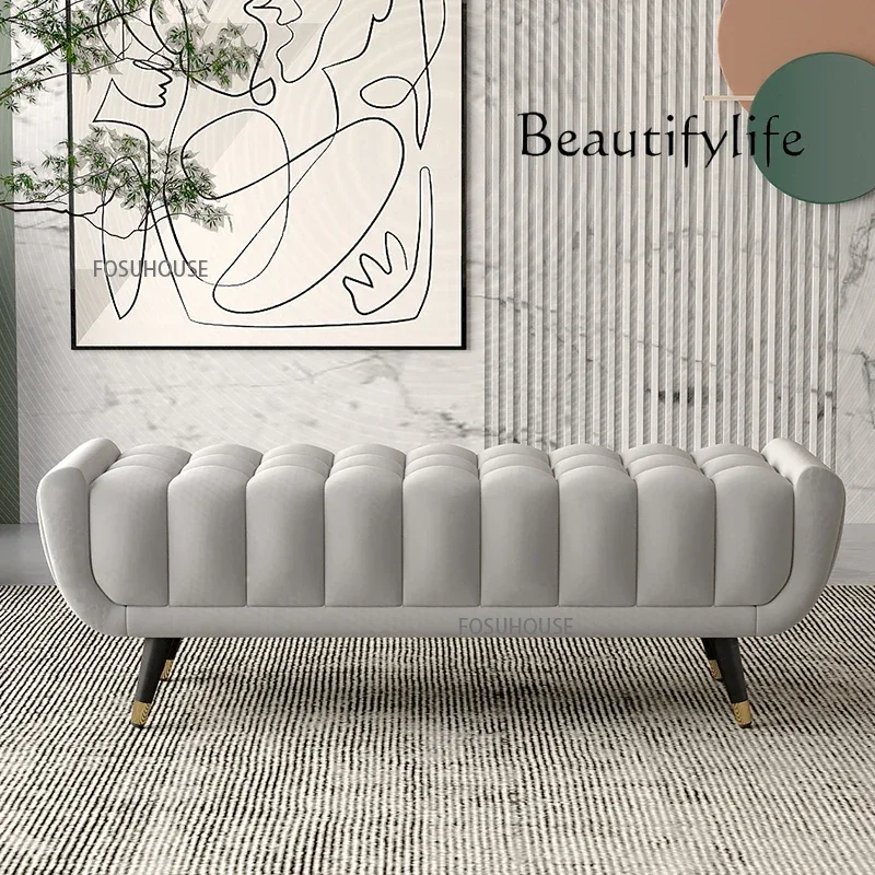 Tabouret de lit de chambre à coucher de luxe léger, poufs de Style européen, banc de maison nordique Simple, salon, magasin de vêtements, vestiaire, canapé