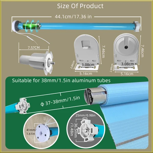 Imagen 2 del producto Boyarca Matter-Motor inteligente para persianas, batería de rosca, para tubo de 37 y 38mm, aplicación Homekit Alexa, Google Home, Smartthings