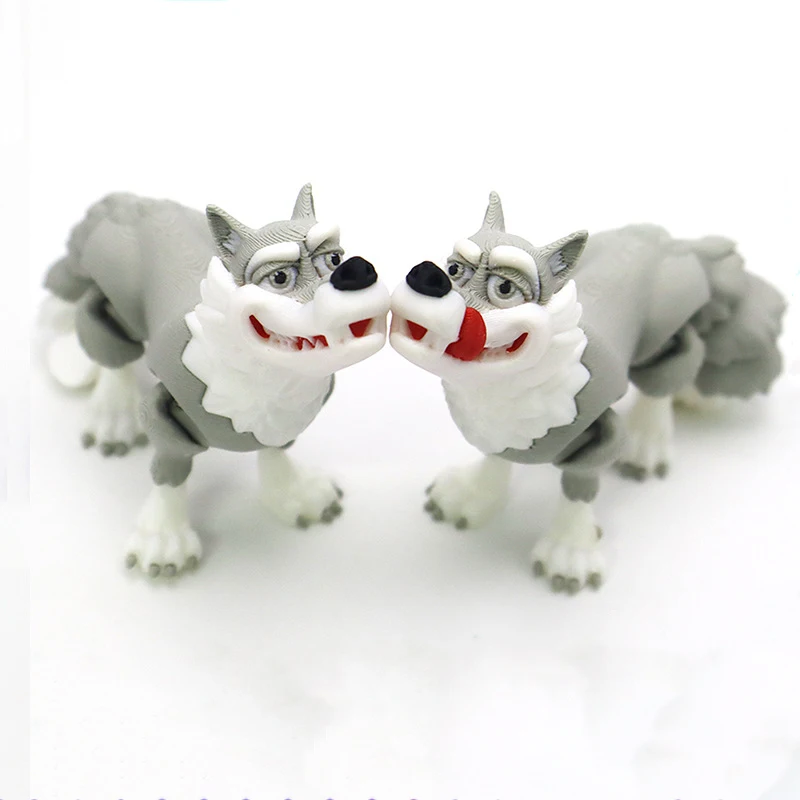 Mini ornement de loup imprimé en 3D, modèle Animal mobile, figurine bionique, jouets pour enfants, ornement de maison, artisanat, nouveauté, cadeau de vacances