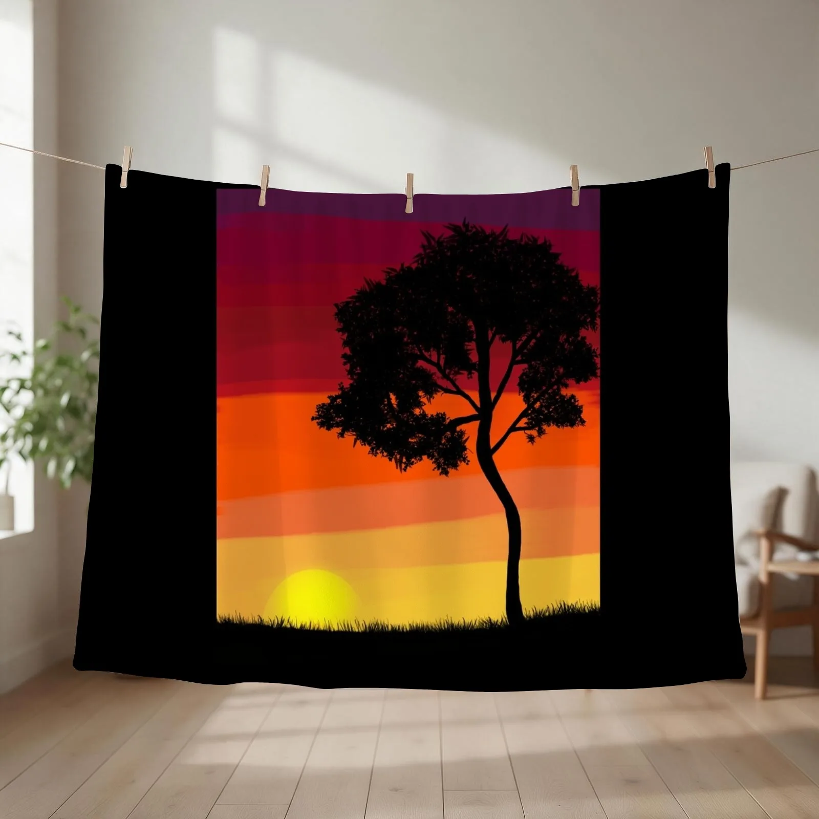 My Beginner Sunset Digital Painting Throw Blanket couch cozy soft plush fuzzy picnic outdoor blanket