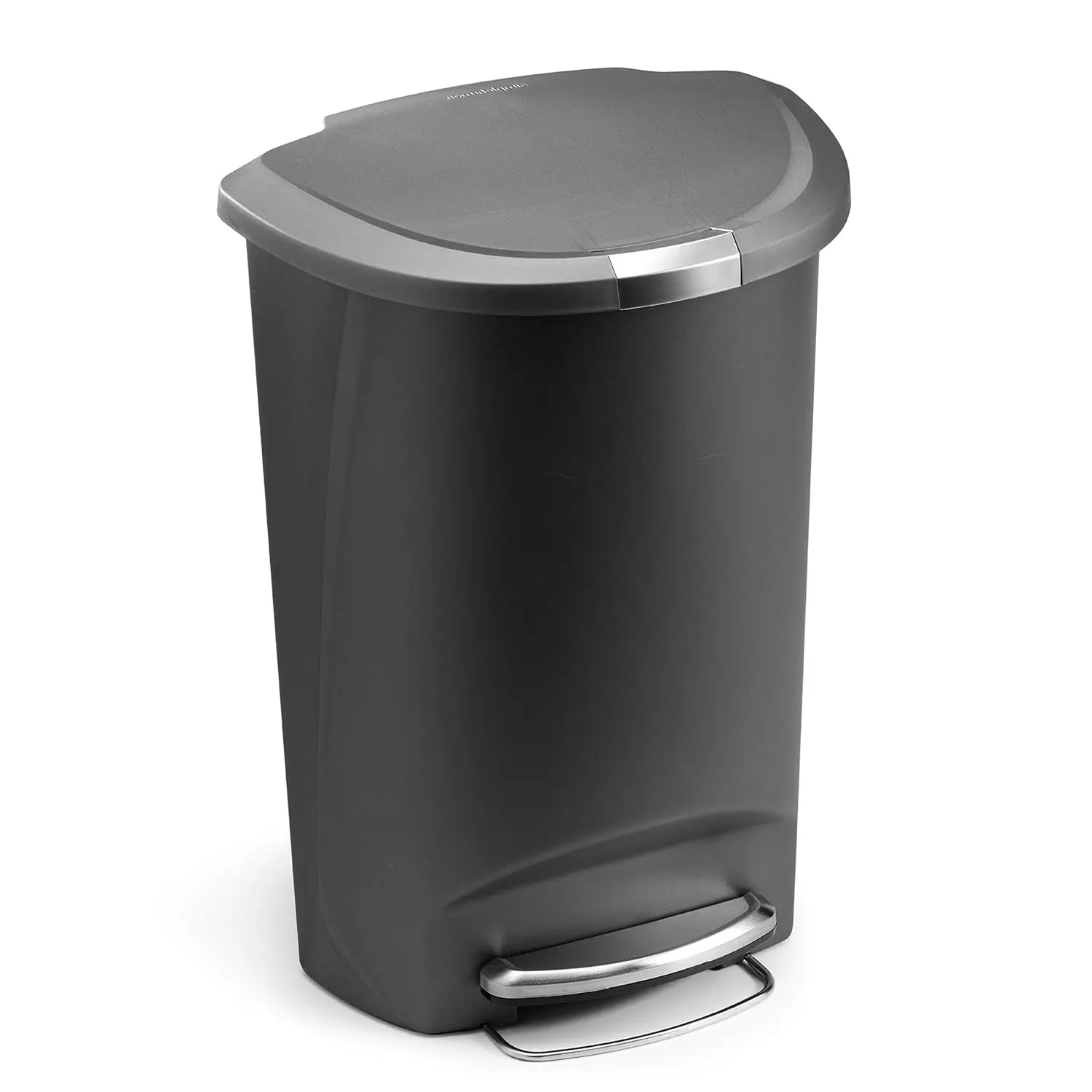 

50L Semi-Round Kitchen Step Trash Can with Secure Slide Lock Grey Plastic, Custom