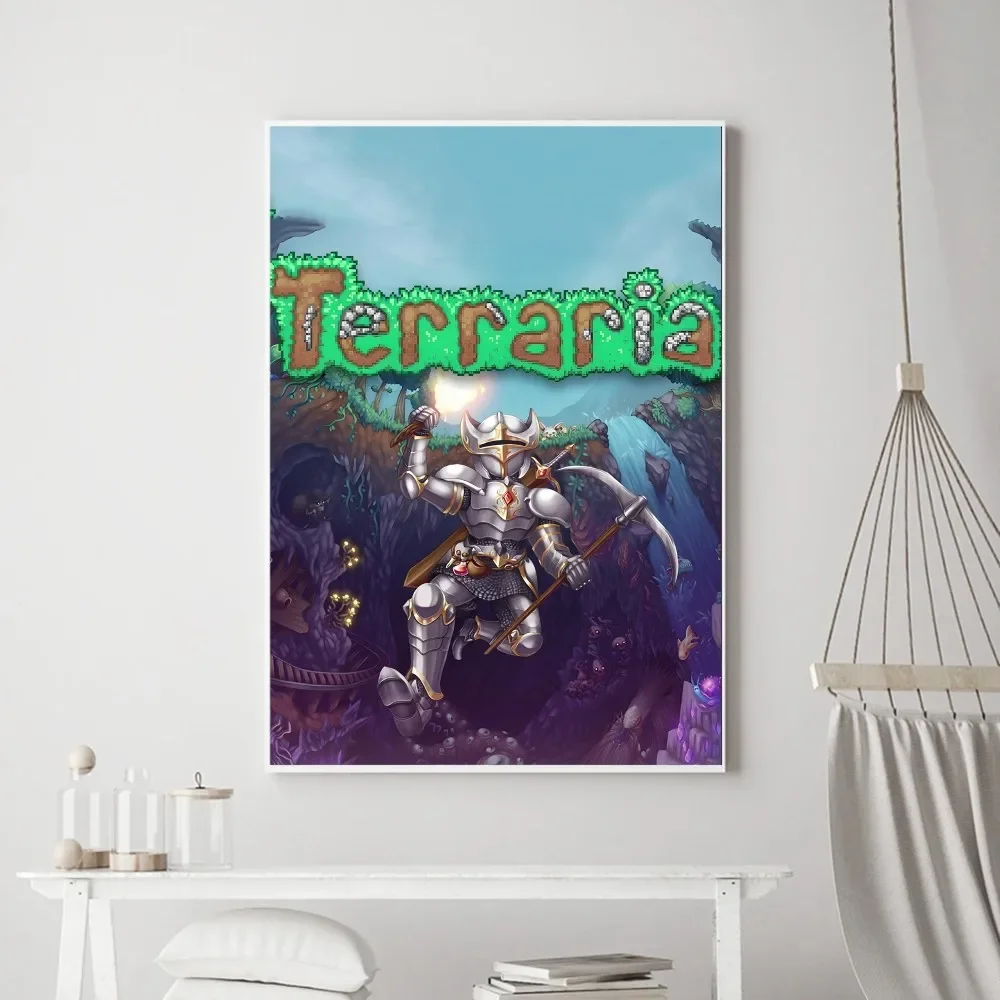 Game T-Terraria Poster Vintage Poster Prints Art Home Painting Bathroom Kitchen Bar Accessories Wall Sticker Small Size