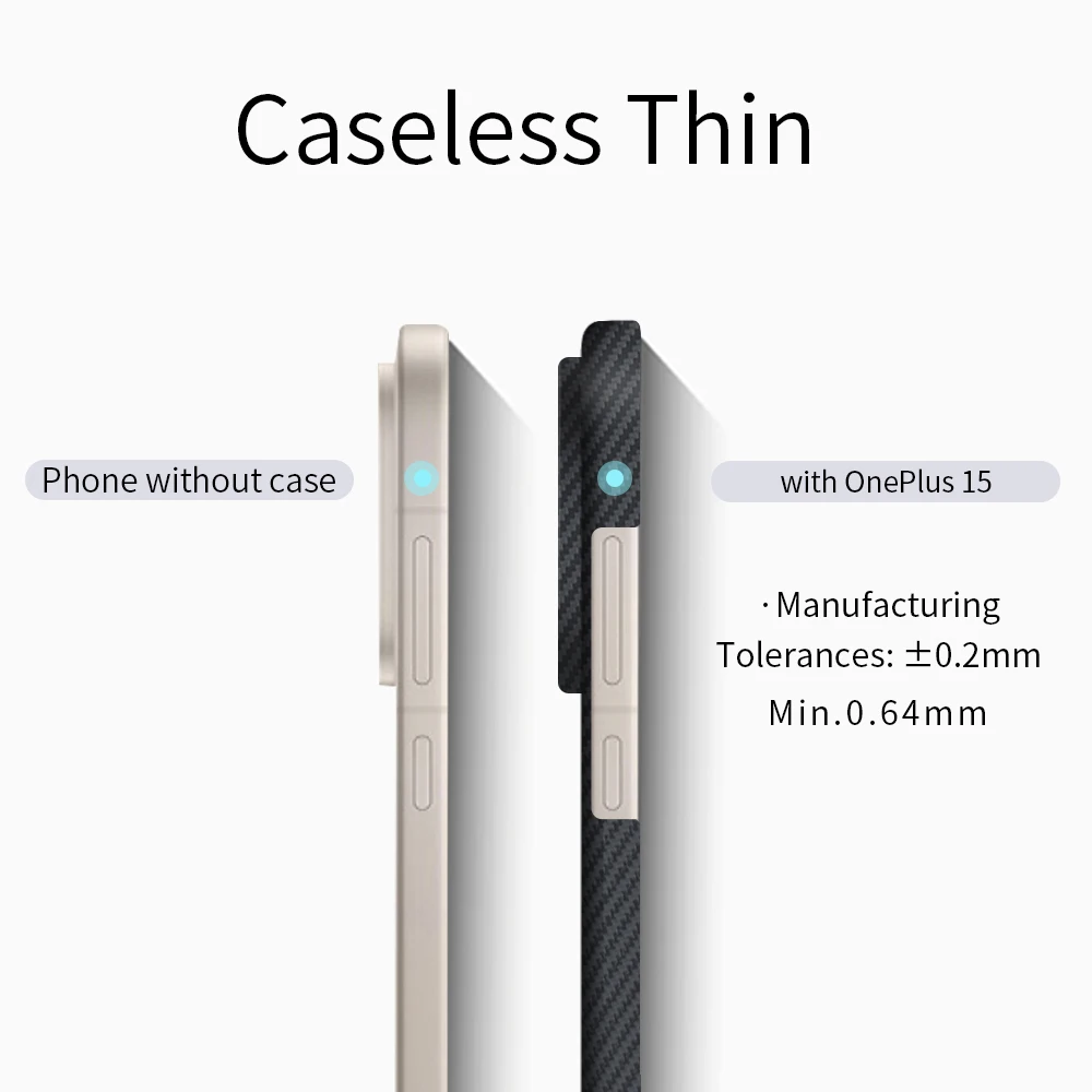 Etui na One Plus 15/15R/15T, włókno węglowe 600D Kevlar Aramid, cienka, twarda obudowa, magnetyczna, czarna, smukła, lekka, czerwona. — zdjęcie produktu 2