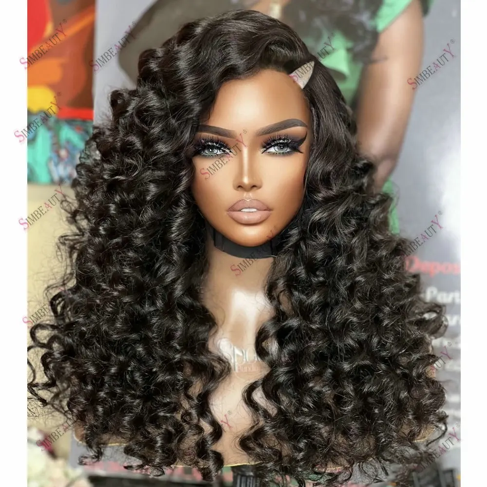 250 Density Indian Hair V Part Wig Human Hair for Black Women Easy Install Loose Deep Wave No Leave Out Glueless Adjustable Wig