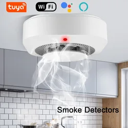 Tuya-Detector de humo WiFi, Sensor inalámbrico de alta sensibilidad, alarma de humo inteligente, Detector de seguridad para el hogar