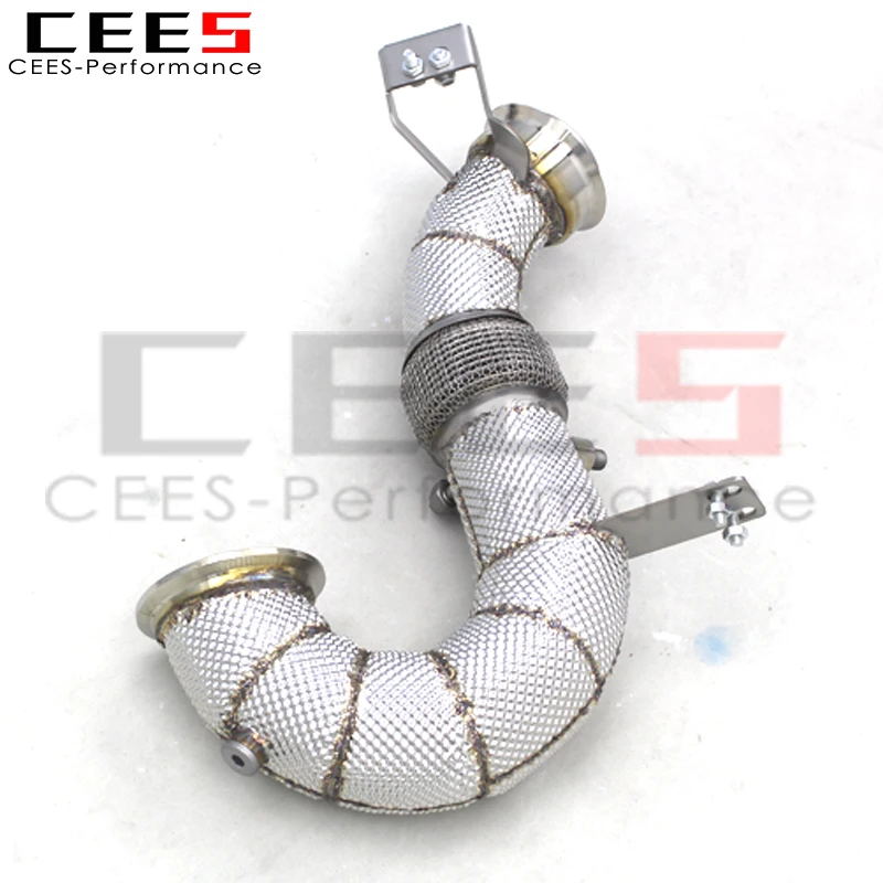 cees No Cat النازل لمرسيدس بنز AMG GT43 3.0T (2019-2023) العادم الحرارة درع تدفق مجاني أسفل الأنابيب صالح الأسهم SS304 العادم