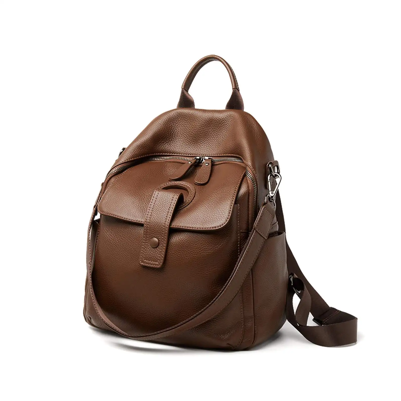 New Fashionable Simplistic Large Capacity Top Layer Ladies Backpack Commuter Dual-Shoulder Bag with Multiple Compartments