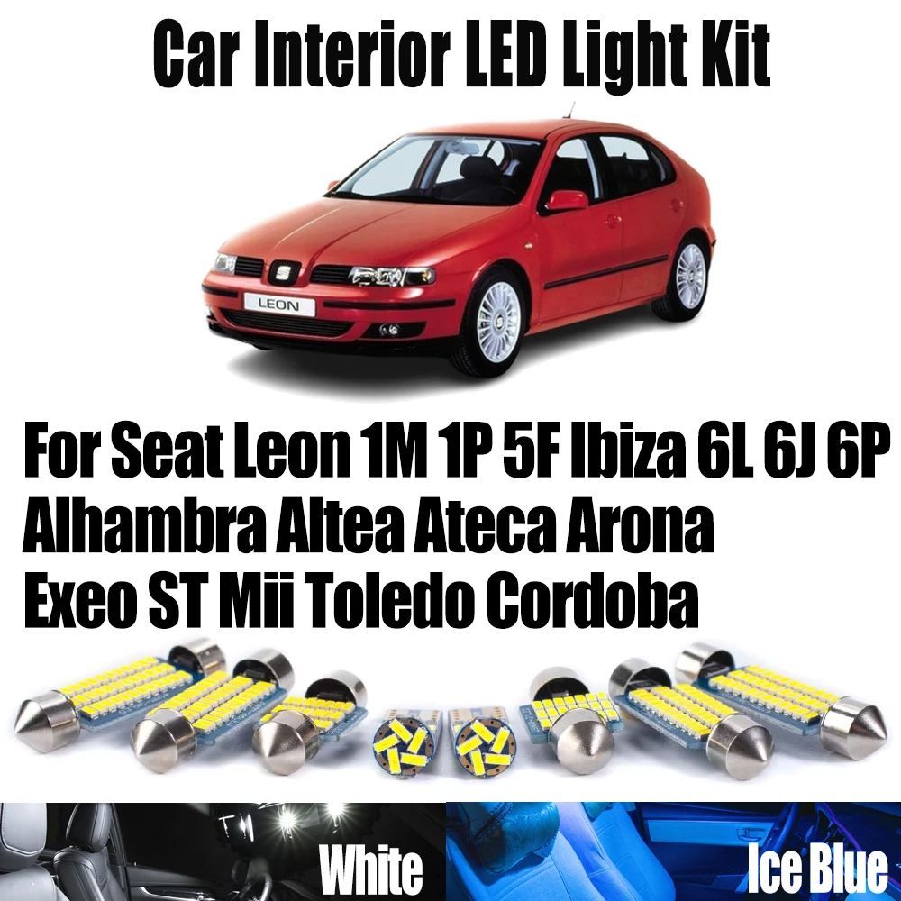 Kit de luz LED de techo para Interior de coche, para Seat Leon 1M 1P 5F Ibiza 6L 6J 6P Alhambra Altea Ateca Arona Exeo ST Mii Toledo Cordoba