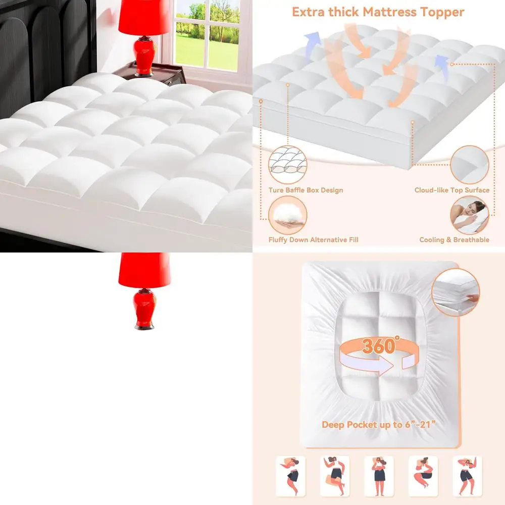 Coprimaterasso spesso per letti a grandezza naturale - Topper imbottito imbottito in peluche per alleviare il mal di schiena