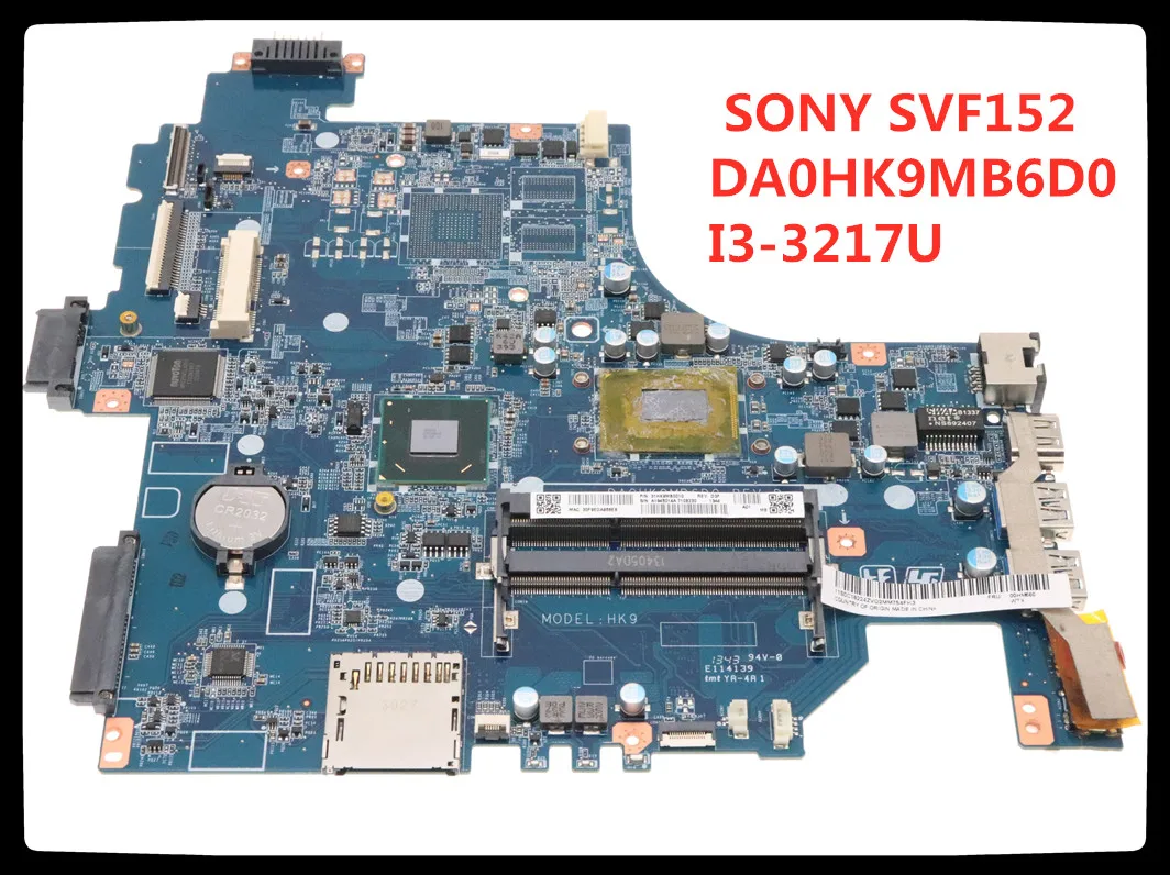 

For SONY SVF152 Mainboard DA0HK9MB6D0 A1945014A SR0XL i3-3217U DDR3 Laptop motherboard