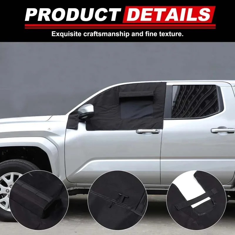 Car Front Rear Door Window Sunshade Net Insect Prevention Net Removable Cover for Toyota Tacoma 2024 Accessories