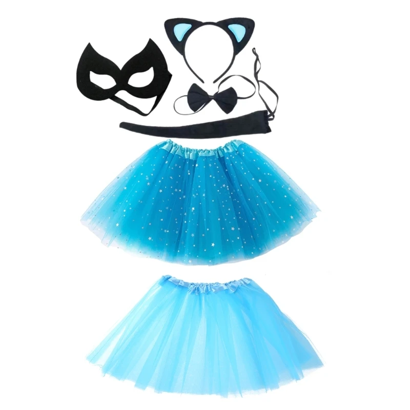 Halloween Costume for Cat Ear Hair Clip/Tail/Mask Universal Girl Cosplay Accesso