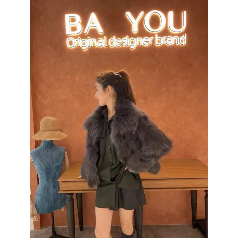 

Autumn and Winter Versatile Fashion Solid Color Casual Top Fur 2025 New Fox Fur Jacket Women's