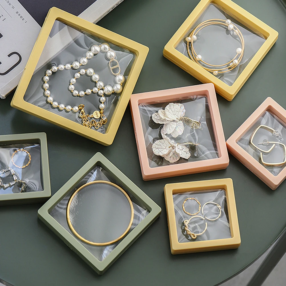 

6pcs Anti-oxidation Box High Quality Durable Floating Frame Display Case Ring Suspended Boxes Storage Rack Travel Prop Non-slip