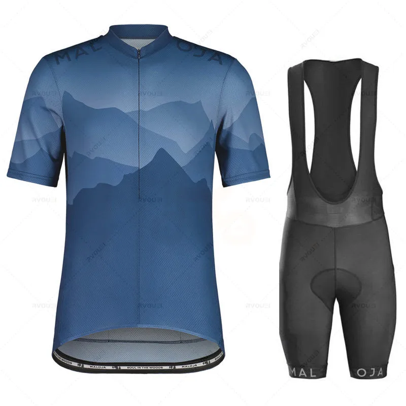 Maloja Cycling Bib Shorts for Men, Mountain Bike Jersey Clothing, Complete Racing Bicycle Clothes, Quick-Dry Sports Set, Summer