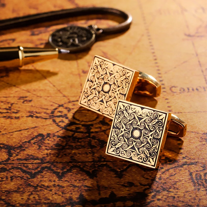 KFLK jewelry French shirt cufflinks for mens Brand Retro Cuff links Luxury Wedding Gold-color Button High Quality guests