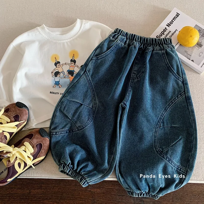 Boys' Autumn Pants 2026 New Style Cool and Rugged Children's Jeans Boys' Spring and Autumn Loose Casual Trendy Pants