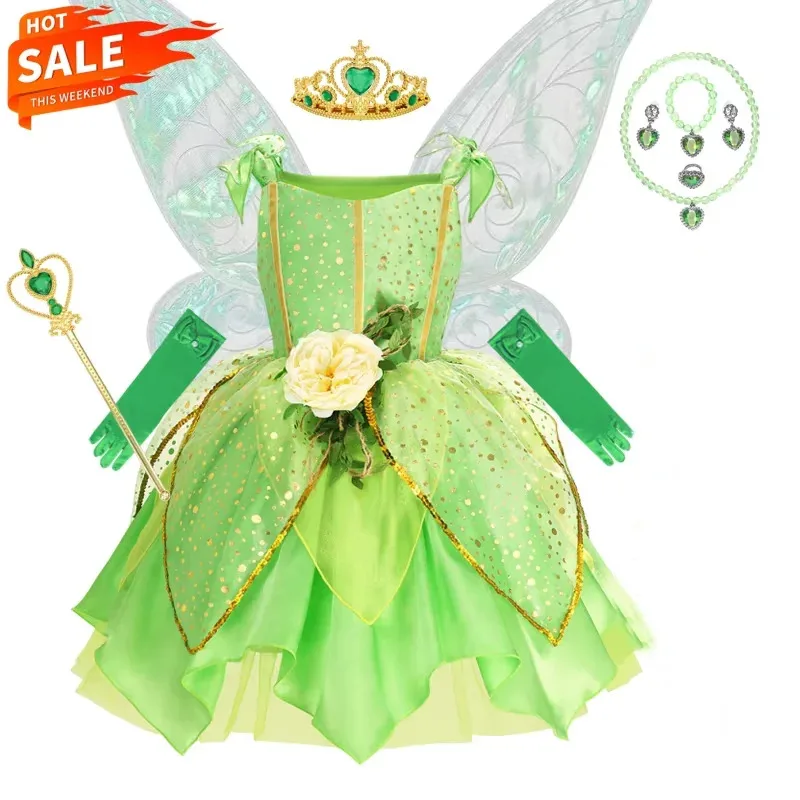 

Kids Elf Princess Costume Girls Party Fancy Flowers Christmas Birthday Carnival Party Dress Up Dress Girls Party Dresses