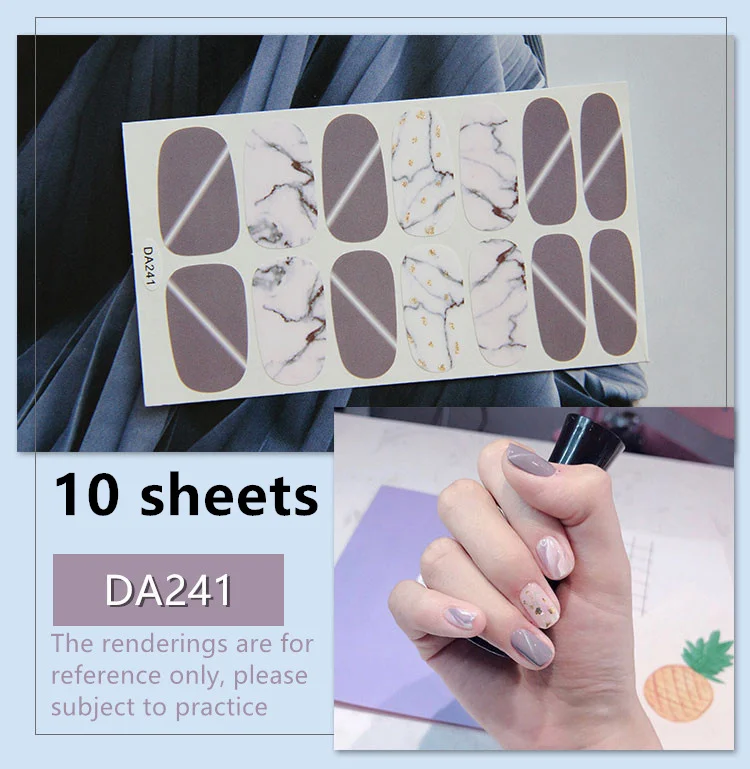 10sheets/pack Nail Stickers Perfect Design Peelable Lasting High Quality Polychromatic Manicure Easy To Use Nail Accessories