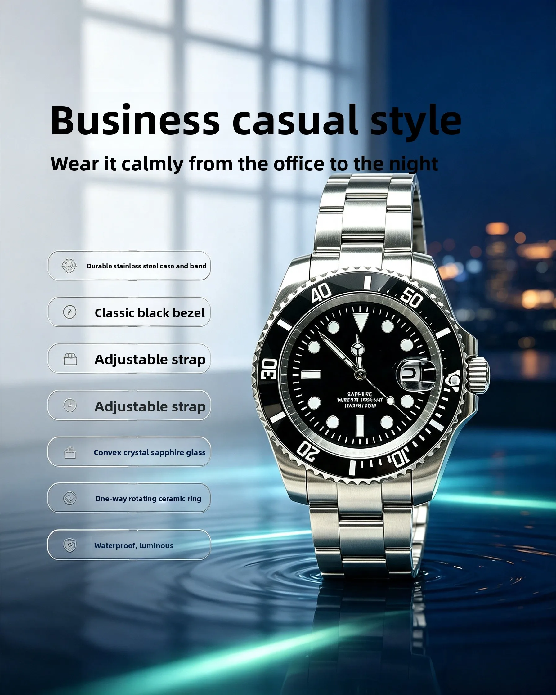 Relógio masculino de vidro saf - Watch Bezel Insert avaliação e preço