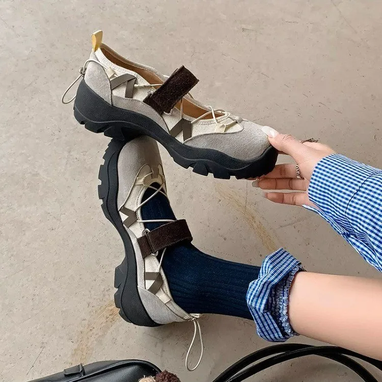 Zapatos planos de mujer a la moda de alta calidad, zapatos bajos con punta redonda, zapatos planos informales transpirables sin cordones para exteriores, zapatos Mary Jane para mujer