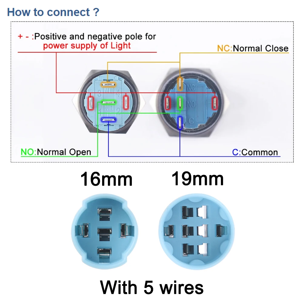 1pc Customized 16mm/19mm Metal push button Switches for car \