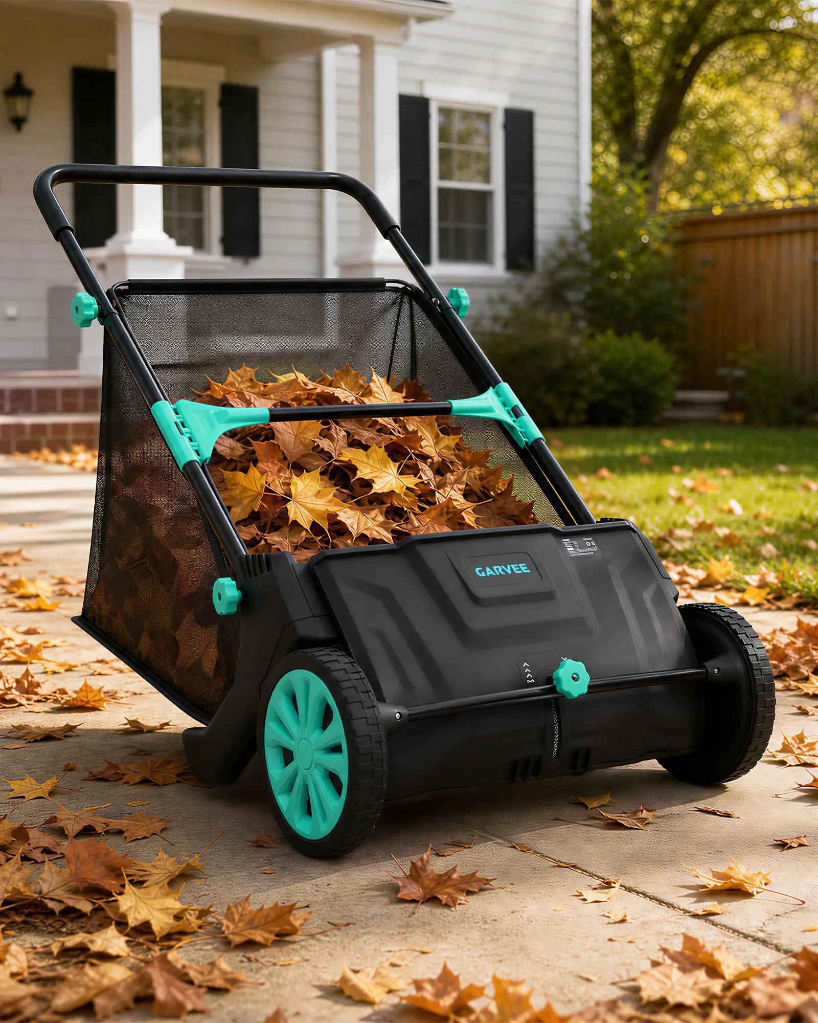 21 Inch Push Lawn Sweeper, 3.5 Cu Ft Hopper Bag, Dual Brushes, Adjustable Height For Leaves, Grass Clippings & Yard Debris Home