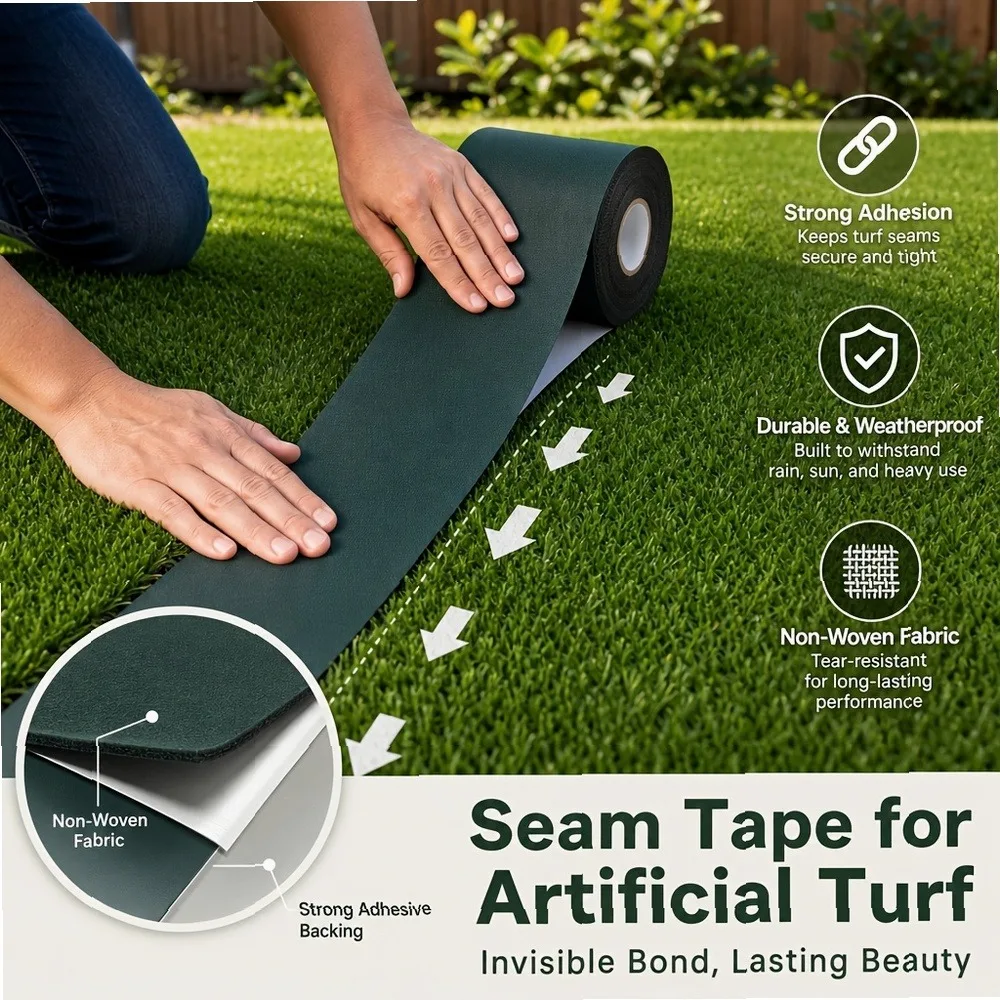 Self-Adhesive Artificial Grass Seam Tape Heavy-Duty Weatherproof Synthetic Turf Joining Tape Sticky Backing for Lawn
