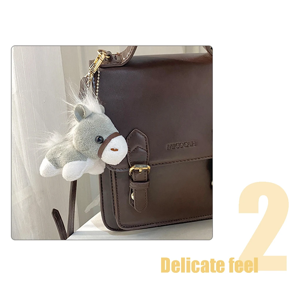 Soft Plush Pony Keychain Cute Stuffed Animal Pendant for Kids Gift Bag Accessories Long Hair Backpack Charm Hanging Decor