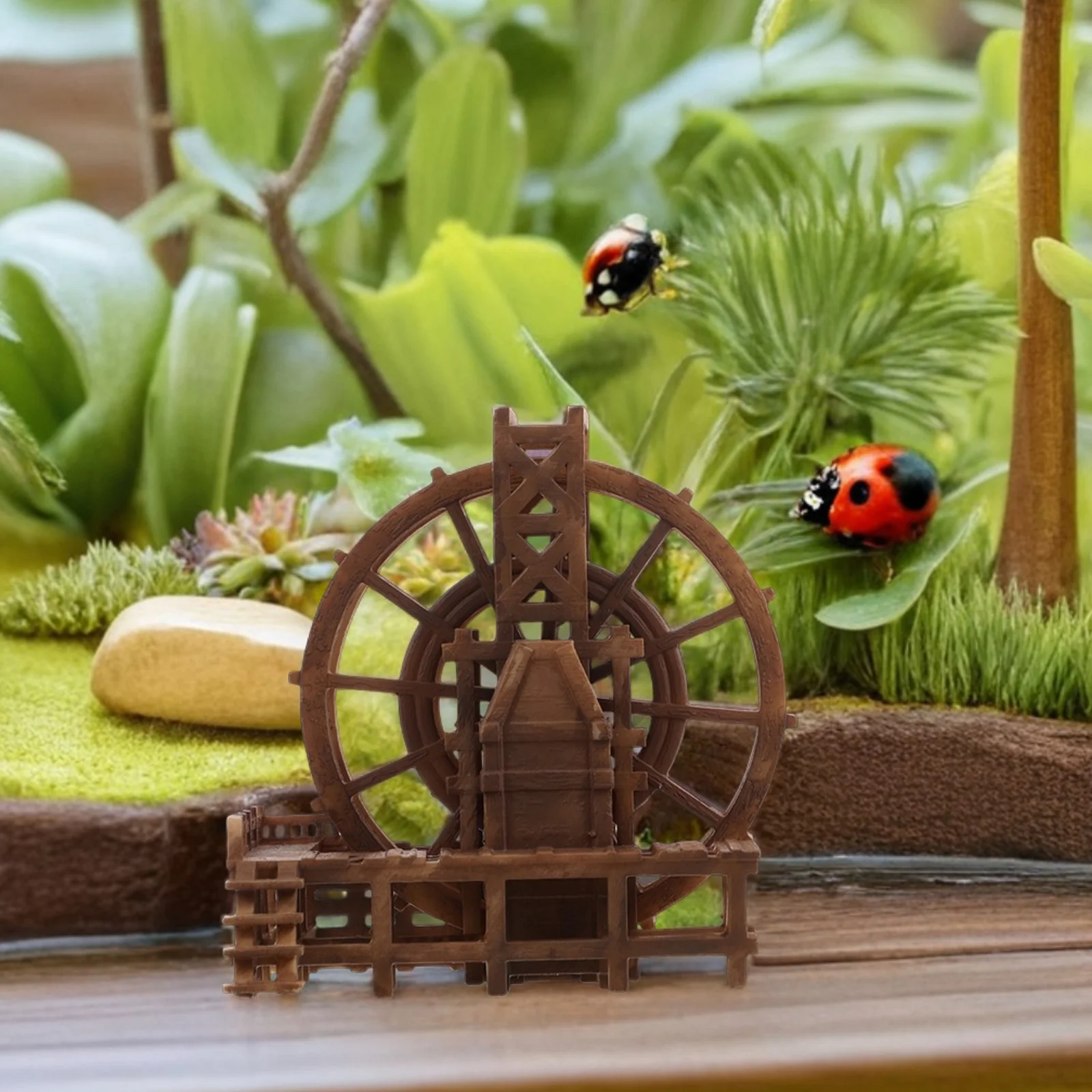 

Water Wheel Bonsai Mini Resin Decor Aquarium Fish Tank Landscaping Fishtank Watermill Portable Feature Model Fountain