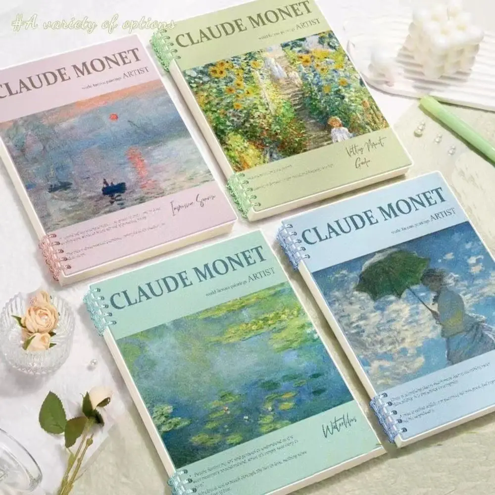 Monet Oil Paint A5 Loose-leaf Notebook Horizontal Line Detachable Core Spiral Bound Notebook Smooth Writing 80 Sheets