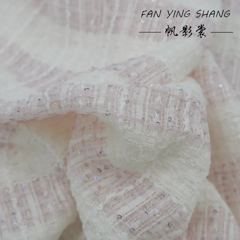 

Хлопковая твидовая ткань Fink с белыми блестками в полоску для пальто Telas Costura Tissus Couture ткань, швейный стуф Tecido African