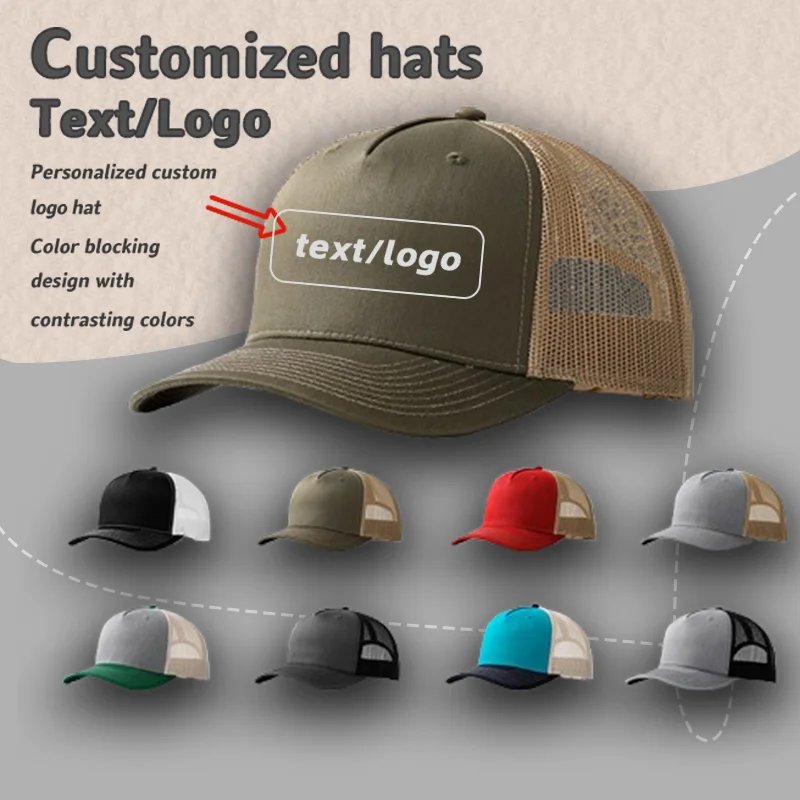 

Custom Logo 5-panel Color Matching Mesh Truck Driver Hat Outdoor Shading Men's and Women's Adjustable Baseball Cap Gorras Hombre