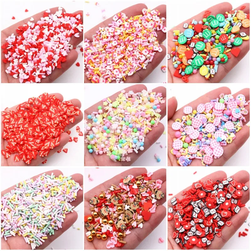 5/6mm Love Heart Polymer Clay Slices Valentine\'s Day Soft Clay Sprinkles for DIY Crafts Tiny Slimes Filler Cell Phone\'s Case 20g