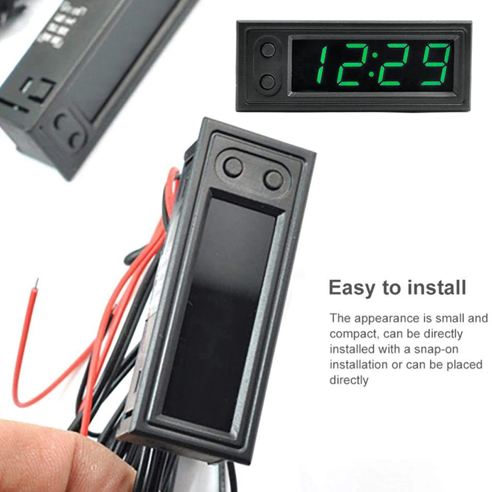 3 in 1 Multifunction High-precision Clock Car Temperature Battery Voltage Monitor Voltmeter DC 12V LED Display Electronic Clock