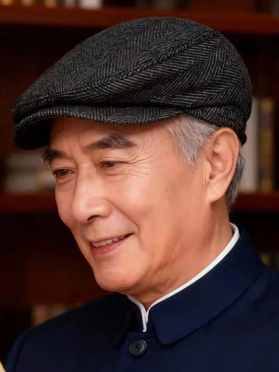 

2025 Men Street Bonnet Wool Beret Coffee/Grey Male Thin Hats 55-61cm Forward Cap Leisure Duckbill Casquette Adjustable