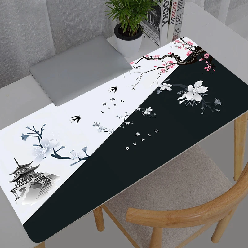 Mouse Pad Plum Blossom Black And White Gamer Desk Mat PC Computer Sexy Anime Mousepad Keyboard Gaming Accessories Mausepad