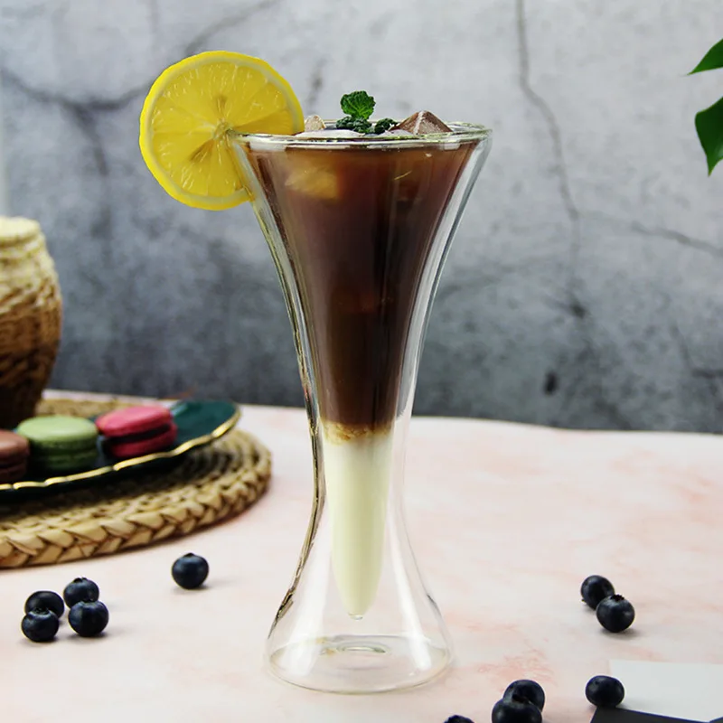 

220ml Double Layer Glass Clear Cocktail Milk Juice Cups