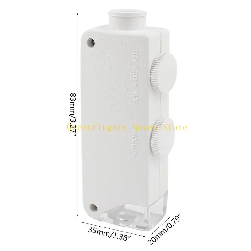 F68D Handhed Microscope 160-200X Adjustment Portable LED Microscope LED Lighted Pocket Microscope Magnifier-M25 White