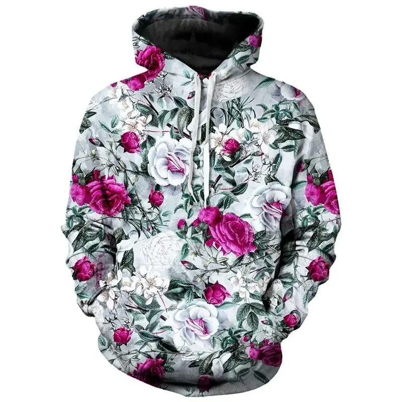 Fashion Floral Hoodies Flower 3D Printed Women Men Vintage Hoodie Streetwear Oversized Pullovers Sweatshirts Kids Tops Clothing